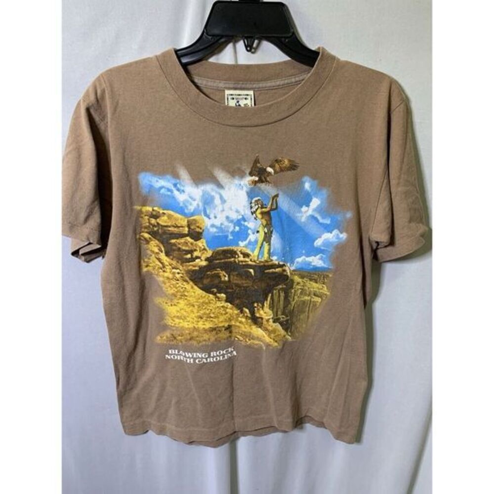 Vintage ALORE Small Blowing Rock NC Indian Bald Eagle Cliff Mountain Tshirt  USA